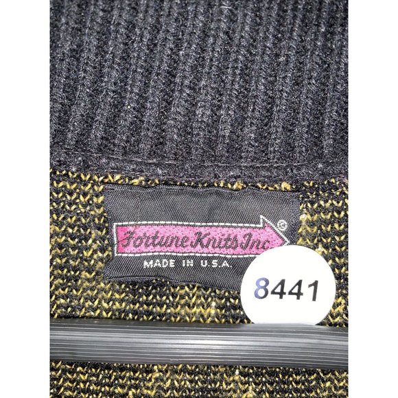 Vintage Fortune Knits Womens Black Glitter Gold Thread Sweater-8441 - Picture 3 of 7